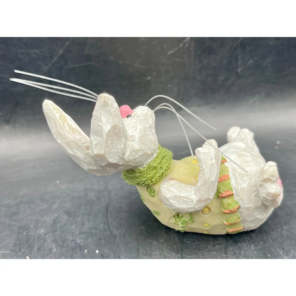 Easter Bunny Painter Water Globe and Lying Rabbit‎ Figurine Set Pastel Decor